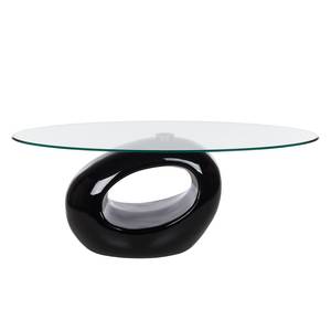 Salontafel Light glas - hoogglans wit - Hoogglans zwart