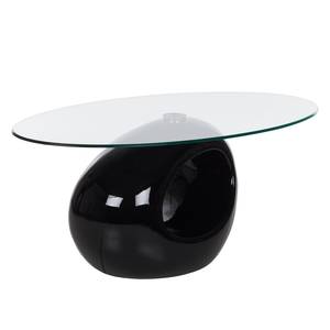 Salontafel Light glas - hoogglans wit - Hoogglans zwart