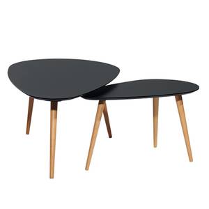 Table basse Lilja I (lot de 2) Hêtre partiellement massif - Noir mat