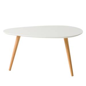 Table basse Lilja I (lot de 2) Partiellement en hêtre massif - Blanc mat