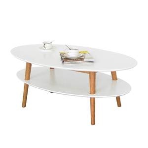 Tavolino da salotto LINDHOLM Bianco/Legno massello di quercia - Bianco / Quercia - Bianco