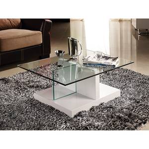 Table basse Lola Blanc brillant / Verre transparent