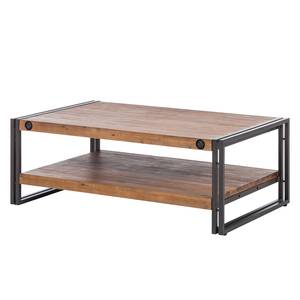 Table basse MANCHESTER 110 cm à étagère Acacia massif / Acier