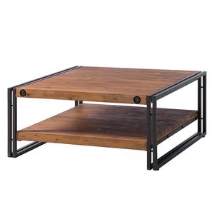 Table basse MANCHESTER 90 cm à étagère Acacia massif / Métal