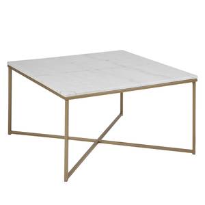 Salontafel Mibu marmer/metaal - wit/messingkleurig