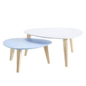 Set di tavolini da salotto Cleos 2 pezzi - Bianco/Azzurro