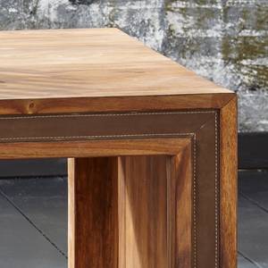 Table basse Shan Sheesham massif / Imitation cuir