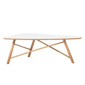 Tavolino da salotto Salby II Parzialmente in legno massello di quercia - Bianco/Quercia chiara