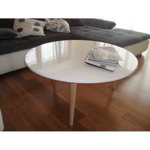 Salontafel Wilma deels massief essenhout - Hoogglans wit