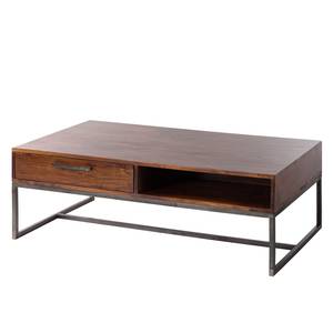 Table basse WOODSON avec tiroirs Acacia massif / Fer - Acacia brun