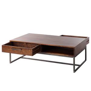 Table basse WOODSON avec tiroirs Acacia massif / Fer - Acacia brun