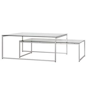 Salontafel Lando (2-delige set) glas/roestvrij staal