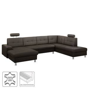 Wohnlandschaft Straid Espresso - Longchair davorstehend links / Ottomane rechts