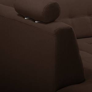 Canapé panoramique Straid geweven stof - Bruin - Longchair vooraanzicht rechts/Ottomaan links
