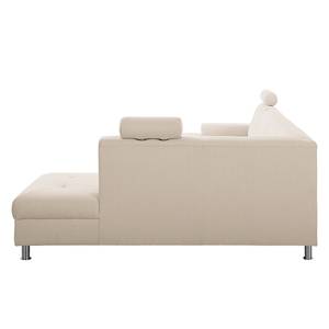 Wohnlandschaft Straid Webstoff - Beige - Longchair davorstehend links / Ottomane rechts