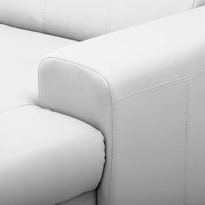 Canapé panoramique Straid Imitation cuir - Blanc - Méridienne courte à droite / longue à gauche (vue de face)