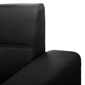 Canapé panoramique Straid Imitation cuir - Noir - Méridienne courte à droite / longue à gauche (vue de face)