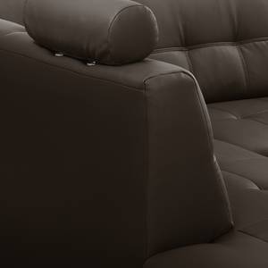 Canapé panoramique Straid Imitation cuir - Expresso - Méridienne courte à droite / longue à gauche (vue de face)