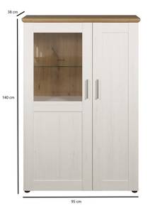 Vitrine Shade Blanc - En partie en bois massif - 95 x 140 x 38 cm