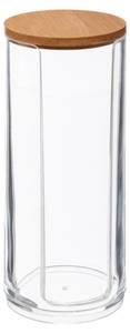 Wattepadspender SELENA, Bambus-Deckel Kunststoff - 8 x 18 x 8 cm