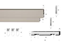 Gardinenstange Flat 2 lfg. Grau - Silber - Breite: 280 cm