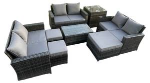 Gartenmöbel Set Mit Tisch D(8er-Set) Grau - Polyrattan - 70 x 74 x 124 cm