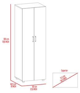 Armoire Aurora Noir - Bois manufacturé - Matière plastique - 60 x 180 x 49 cm