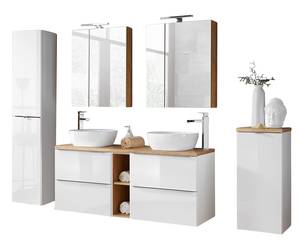 Badmöbel Set mit Doppel-Waschbecken Weiß - Holzwerkstoff - 250 x 190 x 48 cm
