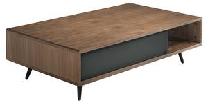 Table basse en bois et verre noir Noir - Marron - Bois/Imitation - En partie en bois massif - 120 x 34 x 70 cm