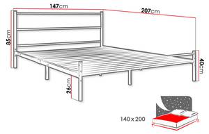 Metallbett Muz-0501 Weiß - Breite: 147 cm