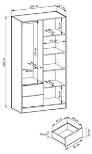 Kleiderschrank Nelly Schwarz - Graphit