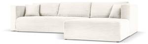 ausklappbares Ecksofa DIEGO 6 Sitzplätze Hochglanz Beige