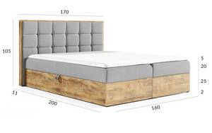 Boxspringbett ZONNI 160 cm FR16 Hellgrau Grau - Holzwerkstoff - 170 x 105 x 211 cm