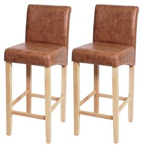 Tabouret de Bar HWC-C33 (lot de 2) Marron - Textile - 39 x 105 x 53 cm