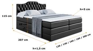 Boxspringbett VILA-1 KING Hochglanz Schwarz - Breite: 160 cm