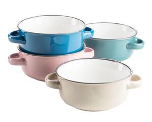 Suppentassen Maila (4er Set) Beige - Blau - Pink - Keramik - 13 x 7 x 17 cm