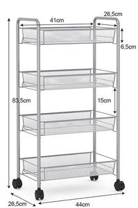 Küchenwagen Rollwagen Grau - Metall - 27 x 84 x 44 cm