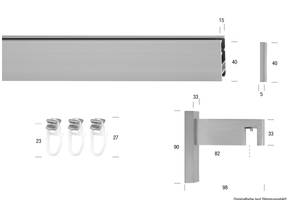 Gardinenstange Flat 1 lfg. Schwarz - Breite: 270 cm