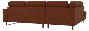 Sage Ecksofa mit Ottomane in Cord-Stoff Rubinrot - Armlehne beidseitig montierbar - Ecke davorstehend links - Ottomane davorstehend links