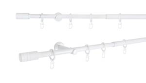 Gardinenstange ausziehbar 1-Lauf 6,5cm Weiß - Metall - 210 x 2 x 8 cm