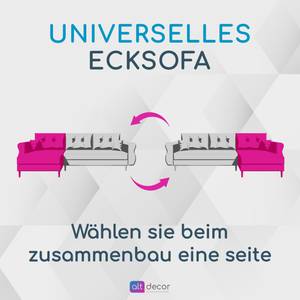 Ecksofa HERMES-L Anthrazit - Schwarz