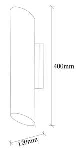 Wandleuchte Schwarz - Metall - 2 x 40 x 8 cm