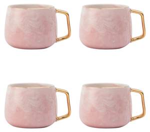 Rosa Marmor Tasse Goldhenkel Gold - Pink - Keramik - 11 x 8 x 9 cm