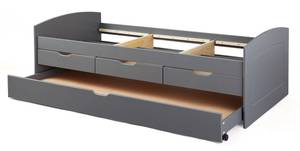Bett mit Schubladen und zweitem unteren Grau - Holz teilmassiv - 63 x 98 x 205 cm