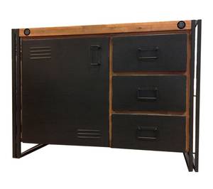 Buffet bois massif métal L110cm WORKSHOP Marron - En partie en bois massif - 110 x 80 x 45 cm