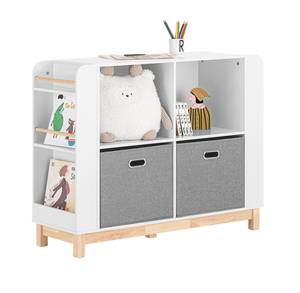 Kinderregal KMB85-W Braun - Weiß - Holzwerkstoff - Massivholz - Holzart/Dekor - 100 x 80 x 35 cm