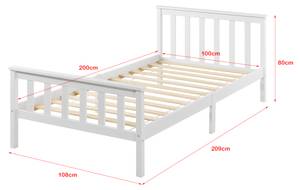 Holzbett Breda Weiß - Breite: 108 cm