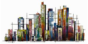 Wanddeko Metall Rainbow City Metall - 120 x 60 x 3 cm