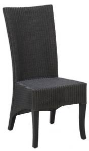 Chaise en loom noir et acajou Adlon Noir - Bois manufacturé - 48 x 103 x 63 cm