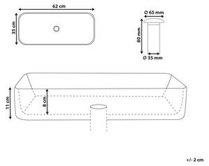 Waschbecken IPALA Weiß - Keramik - 62 x 11 x 35 cm